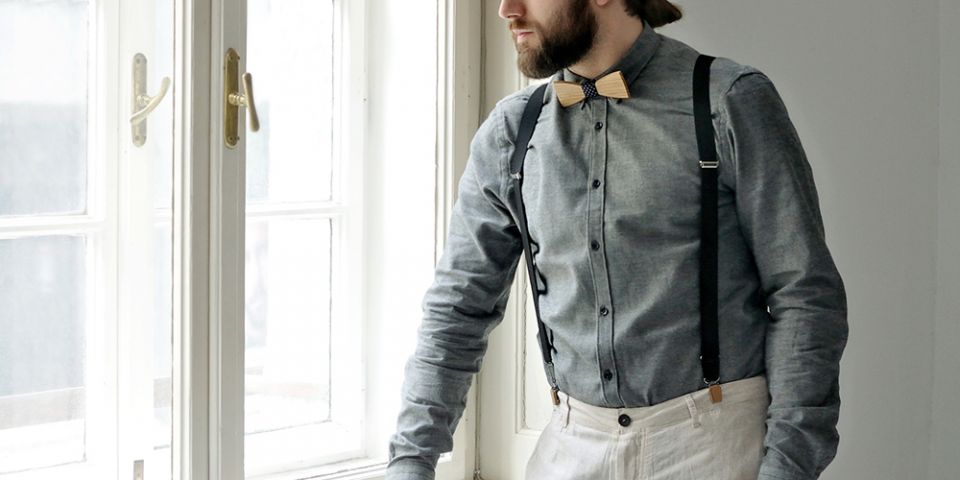 BeWooden - Hosenträger für den Mann Apis Suspenders mit Holzfliege