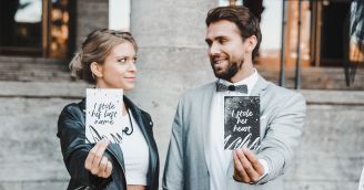 Rebellische Hochzeit in Schwarz und Weiß