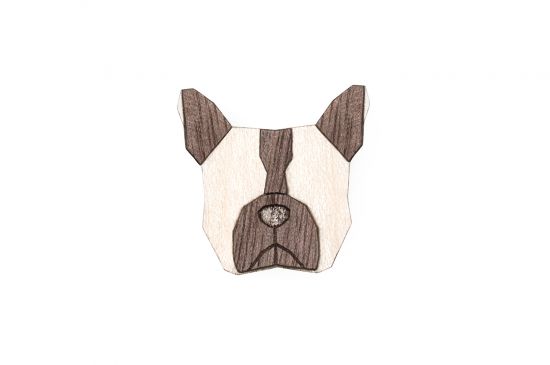 Holzbrosche French Bulldog Brooch