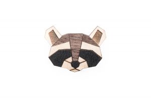 Holzbrosche Raccoon Brooch