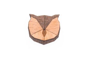 Holzbrosche Owl Brooch