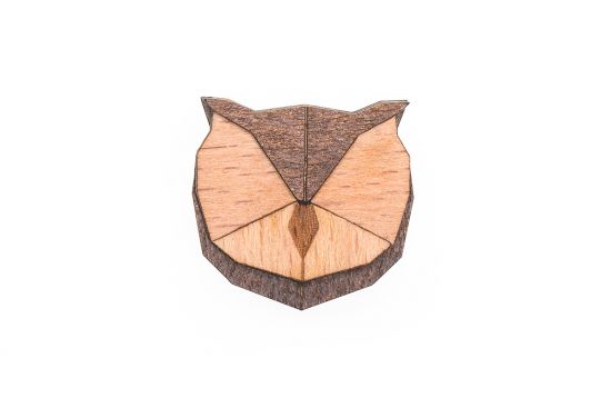 Holzbrosche Owl Brooch
