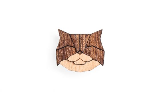 Holzbrosche Persian Cat Brooch