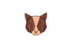 Holzbrosche Red Cat Brooch
