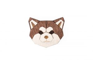 Holzbrosche Akita Inu Brooch