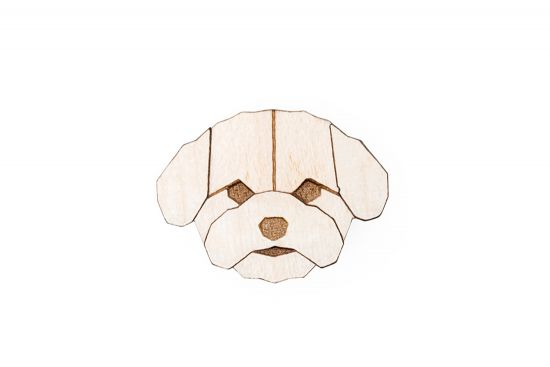 Holzbrosche Bichon Frise Brooch