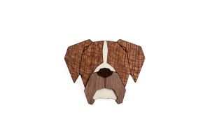 Holzbrosche Boxer Brooch