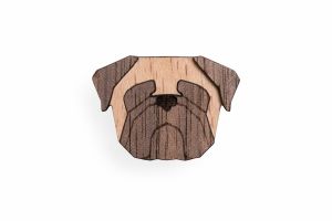 Holzbrosche Pug Brooch