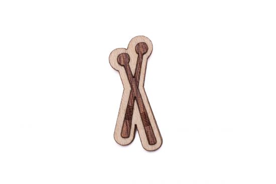Holzbrosche Drumsticks Brooch
