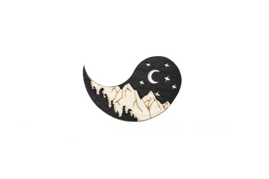 Holzbrosche Night  Brooch