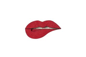 Holzbrosche Lips Brooch