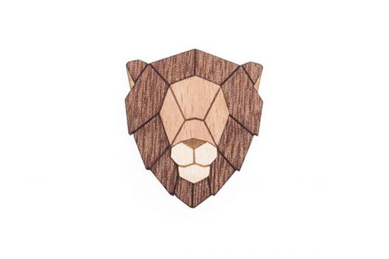 Holzbrosche Lion Brooch