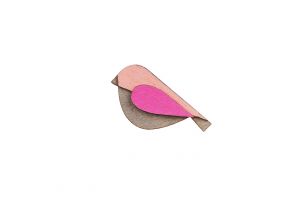 Holzbrosche Pink Bird Brooch