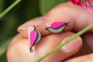 Holzohrringe Pink Bird Earrings