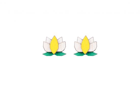Holzohrringe Yellow Lotus Earrings