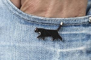 Holzbrosche Walking Cat Brooch