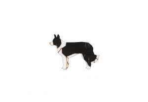 Holzbrosche Walking Collie Brooch