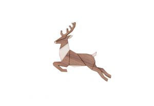 Holzbrosche Jumping Deer Brooch