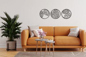 Holzdeko Monstera Wall Trio