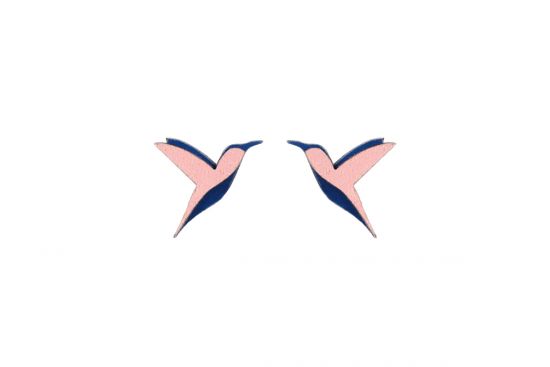 Holzohrringe Pink Hummingbird Earrings