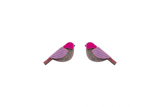 Holzohrringe Purple Cutebird Earrings