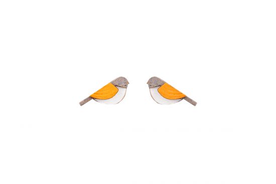 Holzohrringe Orange Cutebird Earrings