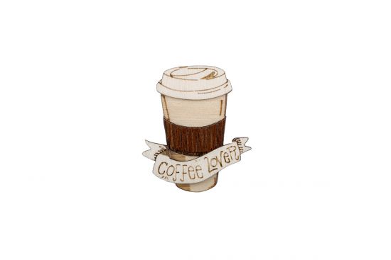 Holzbrosche Coffee Lover Brooch