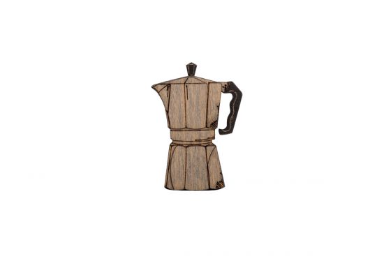 Holzbrosche Coffee Pot Brooch