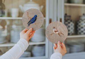 Holzdekoration Thrushbird Wooden Image