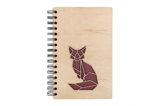 Holznotizbuch mit Fuchs Sitting Fox A5