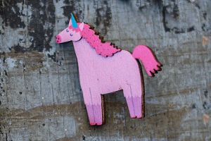 Holzbrosche Cute Unicorn 