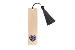 Lesezeichen aus Holz – Volksherz Blau