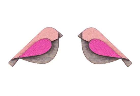 Holzohrringe Pink Bird Earrings