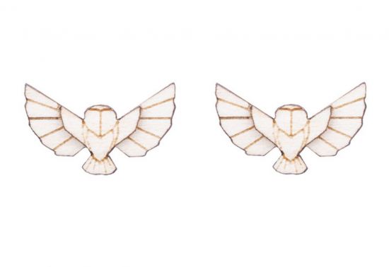 Holzohrringe Snowy Owl Earrings