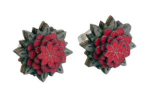 Holzohrringe Red Flower Earrings