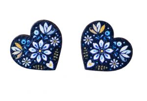 Holzohrringe Volksherz – Blau