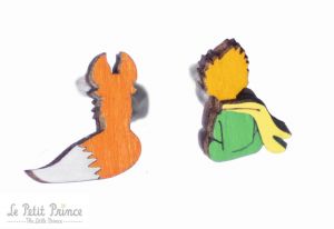 Holzohrringe Wooden  Earrings Prince and Fox