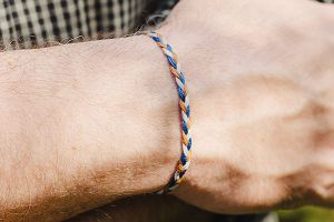Strickarmband Blue and Brown