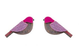 Holzohrringe Purple Cutebird Earrings