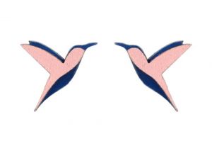 Holzohrringe Pink Hummingbird Earrings