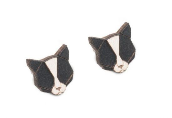 Holzohrringe Black Cat Earrings