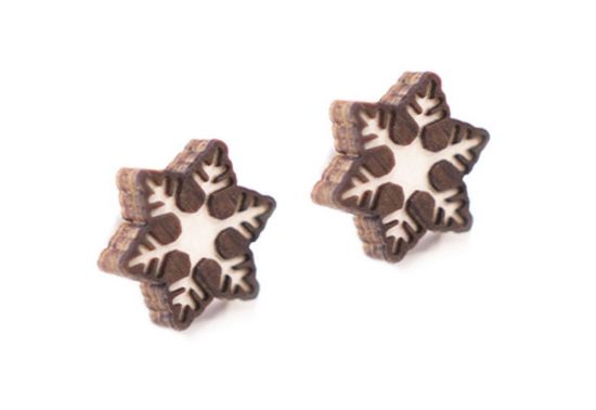 Holzohrringe Brunn Snowflake Earrings