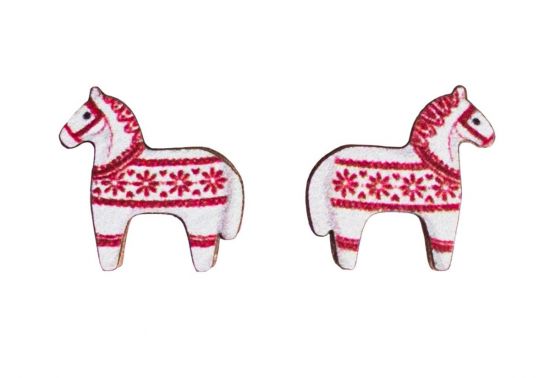 Holzohrringe – Skandi Rotes Pferd
