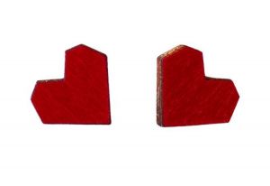 Holzohrringe Rotes Herz