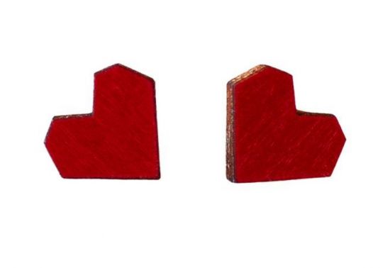 Holzohrringe Rotes Herz