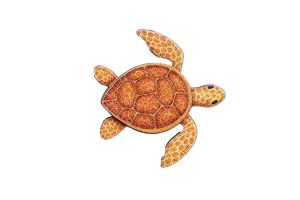 Holz-Brosche – Schildkröte