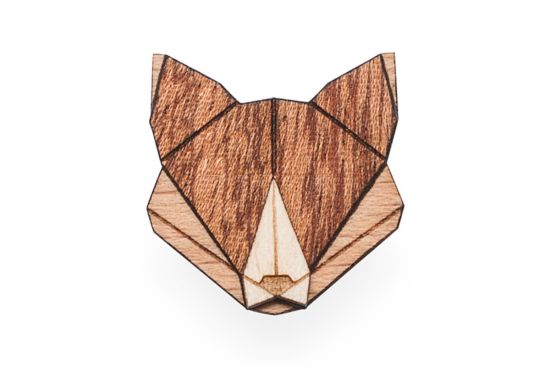 Holzbrosche Fox Brooch