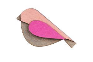 Holzbrosche Pink Bird Brooch