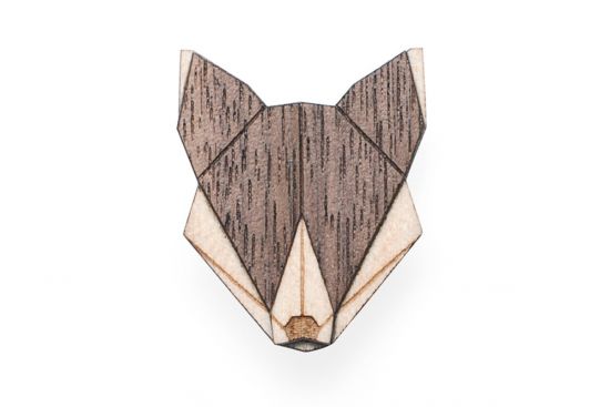 Holzbrosche Wolf Brooch