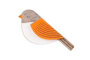 Holzbrosche Orange Cutebird Brooch